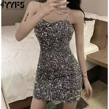 YYFS женские модные летние весенние однотонные повседневные платья без рукавов с v-образным вырезом и высокой талией S серебряный серый