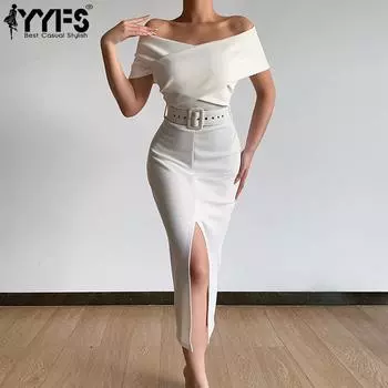 YYFS женские модные летние весенние однотонные повседневные платья с короткими рукавами и v-образным вырезом и высокой талией S белый