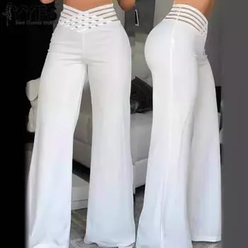YYFS женские модные летние весенние осенние повседневные однотонные брюки с высокой талией и принтом, брюки и капри S белый