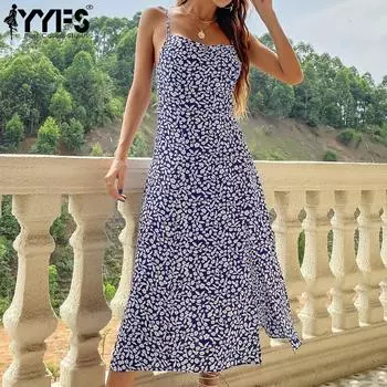 YYFS женские модные летние весенние повседневные платья без рукавов с подтяжками и цветочным принтом S вино красного