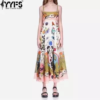 YYFS женские модные летние весенние повседневные платья без рукавов с высокой талией S