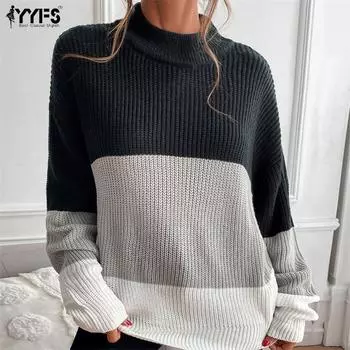 YYFS женские модные осенне-зимние свитера с длинным рукавом и высоким воротом S серый