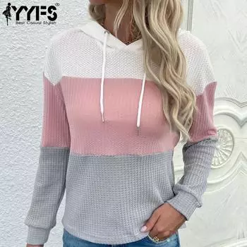 YYFS Женские модные повседневные худи и свитшоты с капюшоном с длинными рукавами S белый