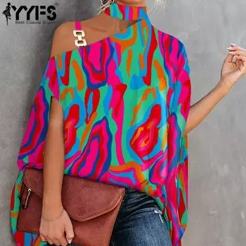 YYFS Женские модные повседневные летние блузки и рубашки с короткими рукавами S