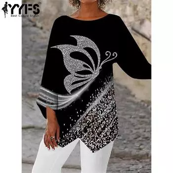 YYFS женские модные повседневные летние весенние блузки и рубашки с круглым вырезом с длинными рукавами