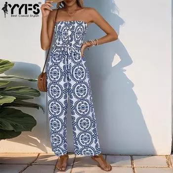 YYFS женские модные повседневные летние весенние брюки без рукавов с высокой талией, комбинезоны и комбинезоны S синий