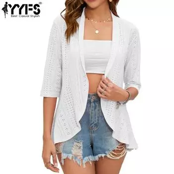 YYFS женские модные повседневные летние весенние однотонные блузки и рубашки с короткими рукавами с принтом S белый