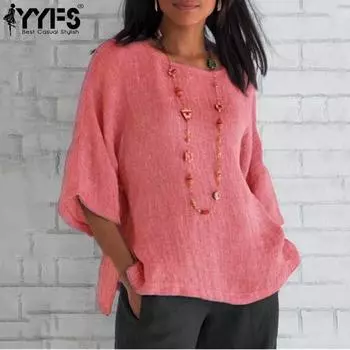 YYFS женские модные повседневные летние весенние однотонные блузки и рубашки с короткими рукавами и круглым вырезом с принтом S белый