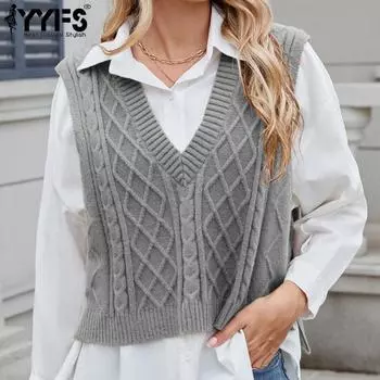 YYFS женские модные повседневные летние весенние однотонные блузки и рубашки без рукавов с v-образным вырезом и принтом S серый