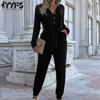 YYFS женские модные повседневные однотонные брюки с капюшоном и принтом на лето и весну, брюки с капюшоном и длинными рукавами, комбинезоны и комбинезоны S