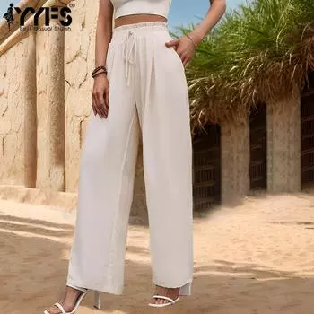 YYFS женские модные повседневные однотонные брюки с высокой талией и принтом, брюки и капри S абрикосовый