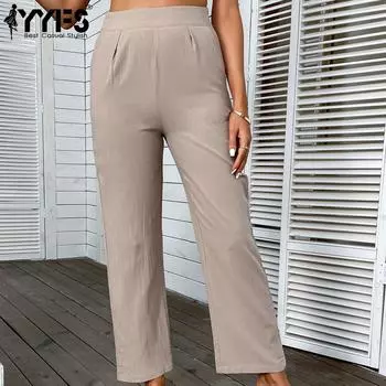 YYFS женские модные повседневные однотонные брюки с высокой талией и капри с принтом S хаки