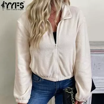 YYFS женские модные повседневные однотонные куртки и пальто с длинными рукавами на осень и зиму с принтом S