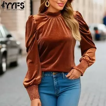 YYFS женские модные повседневные однотонные осенние пуловеры с длинными рукавами и длинными рукавами S оранжевый