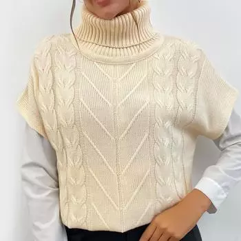 YYFS женские модные повседневные однотонные принты осень-зима с короткими рукавами и высоким воротом свитера S