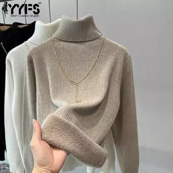 YYFS женские модные повседневные однотонные принты осень-зима с длинным рукавом и высоким воротом свитера
