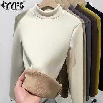 YYFS женские модные повседневные однотонные принты осень-зима сохраняют тепло с длинным рукавом наполовину водолазка свитера M чёрный