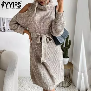 YYFS женские модные повседневные однотонные принты осень-зима с длинным рукавом и высоким воротом свитера S