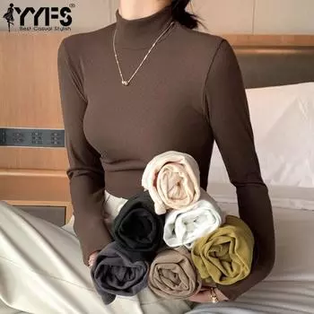 YYFS женские модные повседневные однотонные принты осень-зима теплые пуловеры и свитера с длинными рукавами M чёрный