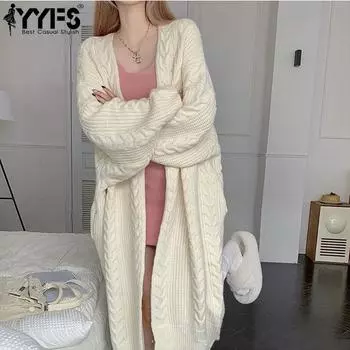YYFS женские модные повседневные однотонные принты осенне-зимние свитера с длинными рукавами кардиганы One Size серый