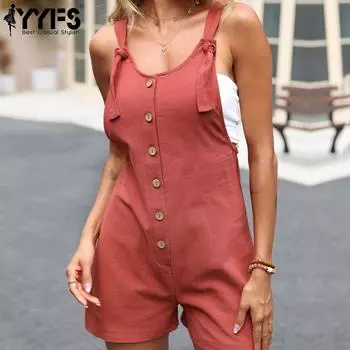 YYFS женские модные повседневные однотонные шорты с принтом на лето и весну без рукавов, комбинезоны и комбинезоны