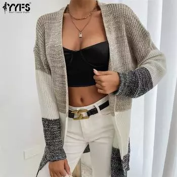 YYFS женские модные повседневные осенне-зимние кардиганы с длинными рукавами S хаки