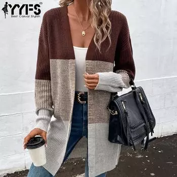 YYFS женские модные повседневные осенне-зимние кардиганы с длинными рукавами S