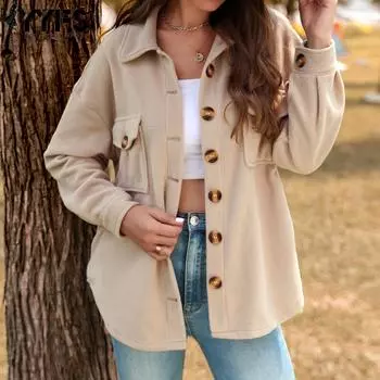 YYFS женские модные повседневные осенне-зимние куртки и пальто-поло с длинными рукавами и воротником