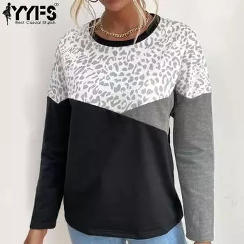 YYFS женские модные повседневные осенне-зимние пуловеры с круглым вырезом и длинными рукавами с длинными рукавами S чёрный