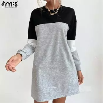 YYFS женские модные повседневные осенне-зимние серые свитера с круглым вырезом и длинными рукавами S серый