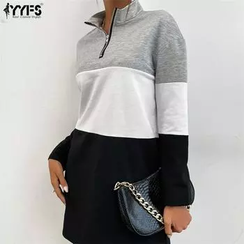 YYFS женские модные повседневные осенне-зимние свитера с длинными рукавами S чёрный