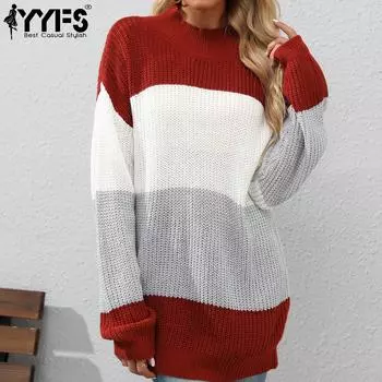 YYFS женские модные повседневные осенне-зимние свитера с длинным рукавом и круглым вырезом S