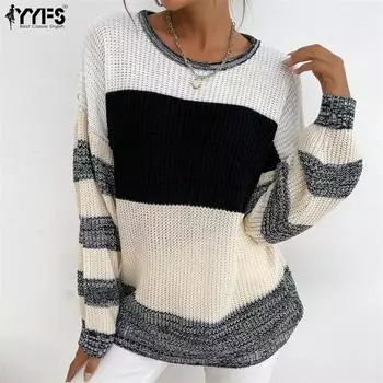YYFS женские модные повседневные осенне-зимние свитера с длинным рукавом и круглым вырезом S