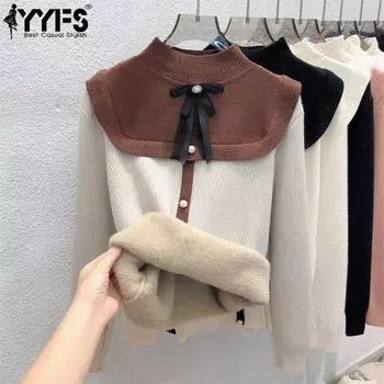 YYFS женские модные повседневные осенне-зимние свитера с длинным рукавом и полуводолазкой