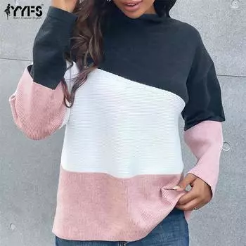 YYFS женские модные повседневные осенне-зимние свитера с длинным рукавом и половиной водолазки S серый