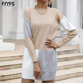 YYFS женские модные повседневные осенне-зимние свободные свитера с длинным рукавом и круглым вырезом S