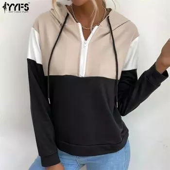 YYFS женские модные повседневные осенне-зимние толстовки с капюшоном и свитшоты с длинными рукавами