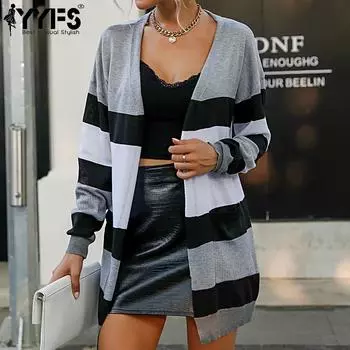 YYFS женские модные повседневные свободные свитера с длинными рукавами на осень и зиму S серый