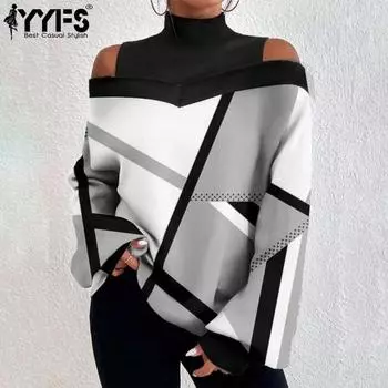 YYFS женские модные повседневные весенне-осенние блузки и рубашки с длинным рукавом и полуводолазкой S