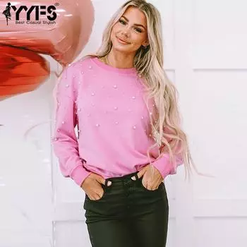 YYFS женские модные повседневные весенне-осенние блузки и рубашки с круглым вырезом и длинными рукавами в горошек S