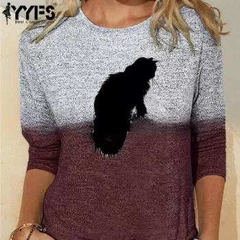 YYFS женские модные повседневные весенне-осенние блузки и рубашки с круглым вырезом с длинными рукавами S