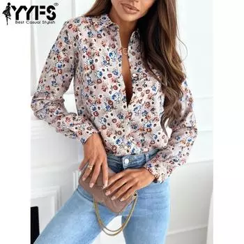 YYFS женские модные повседневные весенне-осенние блузки и рубашки-поло с длинными рукавами и воротником-стойкой S