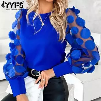 YYFS женские модные повседневные весенне-осенние однотонные блузки и рубашки с круглым вырезом и длинными рукавами с принтом, пуловеры S красный