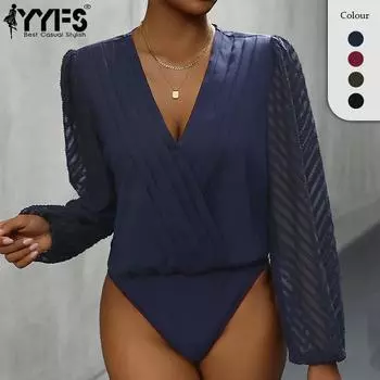 YYFS женские модные повседневные весенне-осенние однотонные блузки и рубашки с длинным рукавом и v-образным вырезом с принтом S чёрный