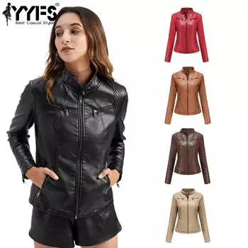 YYFS женские модные повседневные весенне-осенние однотонные блузки и рубашки с длинными рукавами и воротником-стойкой с принтом, верхняя куртка S чёрный