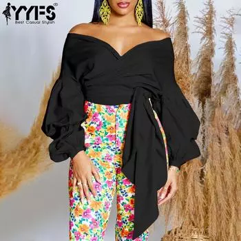 YYFS женские модные повседневные весенне-осенние однотонные блузки и рубашки с длинным рукавом и v-образным вырезом с принтом S чёрный