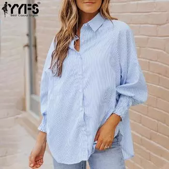 YYFS женские модные повседневные весенне-осенние однотонные рубашки-поло с длинным рукавом с принтом и воротником, блузки и рубашки XS