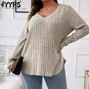 YYFS женские модные повседневные весенне-осенние однотонные блузки и рубашки с длинными рукавами и v-образным вырезом с принтом XL абрикосовый