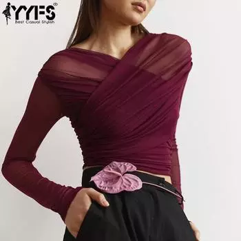 YYFS женские модные повседневные весенне-осенние однотонные блузки и рубашки с длинным рукавом и v-образным вырезом с принтом S красный