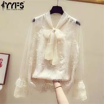 YYFS женские модные повседневные весенне-осенние однотонные блузки и рубашки с длинными рукавами с принтом S абрикосовый